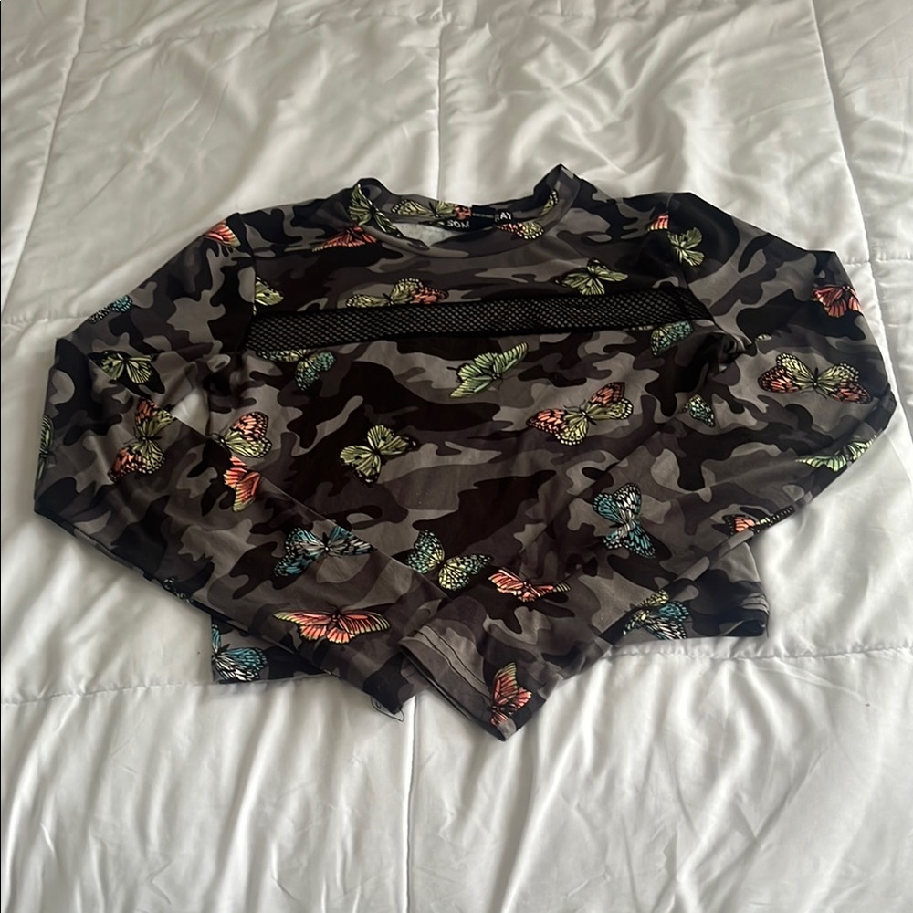 Stitches Pink and Black Graphic Crop Sweatshirt